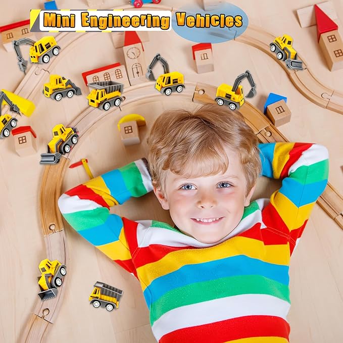 40 Pieces Mini Construction Vehicles Bulk Pull Back Trucks Engineering Toys for Kids Construction Party Favors