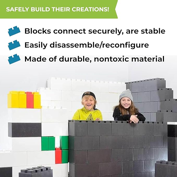 EverBlock 12' x 6' Full Size Plastic Modular Bulk Pack | Giant Building Blocks | Easy to Connect & Reuse | Indoor & Outdoor Use | Build Displays & Structures | Light Gray