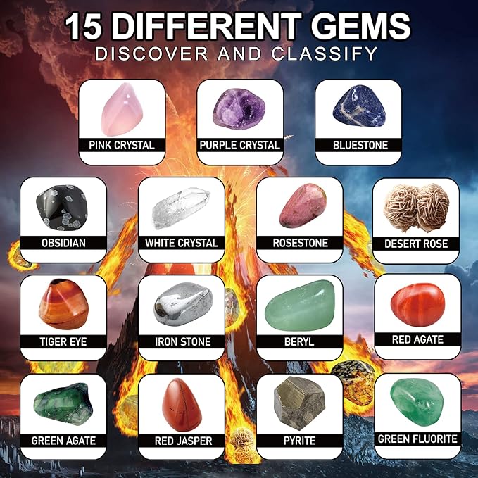 EARTH'SCODE Volcano Gemstone Dig Kit, Science STEM Educational Toys Gifts for Kids Age 6-12