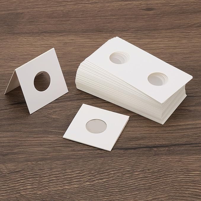 PATIKIL 2x2 Coin Flips, 350 Pack 40mm Cardboard Coin Holder Paper Coin Holders for Coin Collection Supplies Collector, White