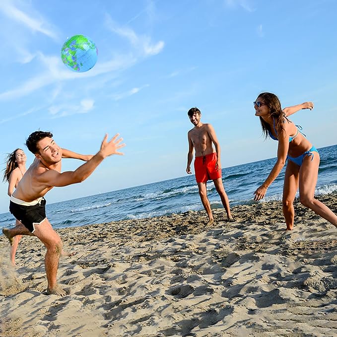 Coopay 12 Pack Inflatable Globe PVC World Globe Inflatable Earth Beach Ball Swimming Pool Ball Birthday Beach Party Decoration Summer Water Games Gifts for Beach Playing or Teaching