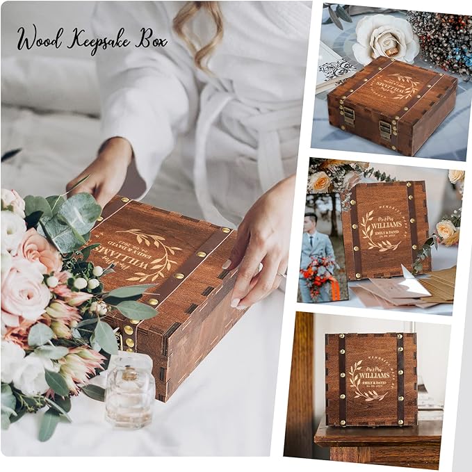 AW BRIDAL Personalized Memory Box for KeepsakesWood Gift Box Engagement Wedding Gifts for Couples Bridal Shower Bride Gifts for Women//DK2201CPP62//