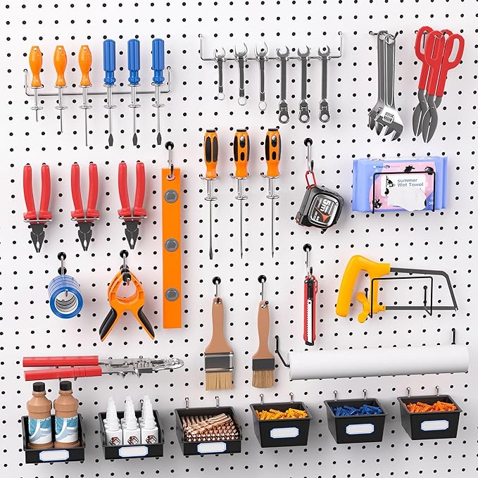 FRIMOONY Peg Board Organizer Accessories, Pegboard Hook Locks, Bins, for Organizing Pliers, Wrenches, Screwdrivers, 333-Piece