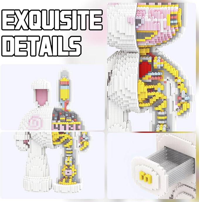Animal Mechanical Rabbit Micro Mini Building Blocks Sets with Storage Drawer Large Cute Animal Graffiti Rabbit Building Kits Model Toys Gifts for Adults Kids Teens 6650 PCS