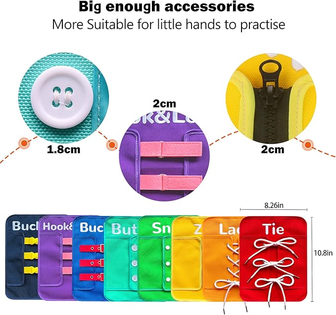 Montessori Fine Motor Toys for Toddlers, Basic Life Skills Early Learning Sensory Toys for 2 3 4 5 Year Old, Learn to Dress Preschool Homeschool Kindergarten Must Haves