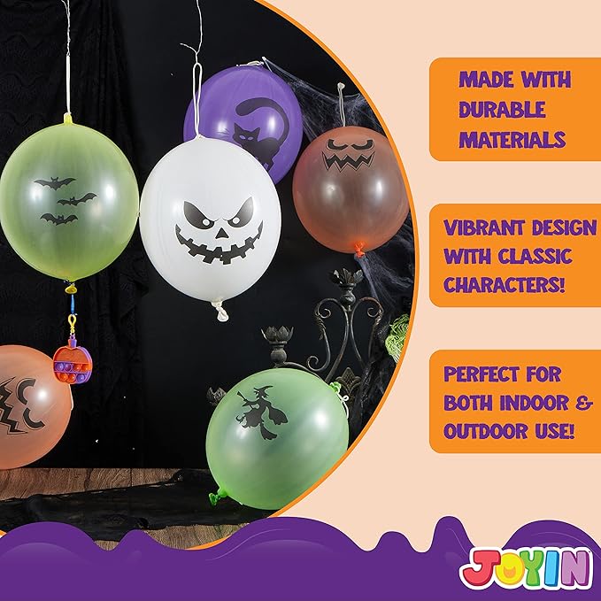 JOYIN 36 Pieces Halloween Punch Balloons for Kids Game Birthday Party Favor Supplies Decorations, Trick or Treat Toys, School Classroom Game Goodie Bags Stuffers