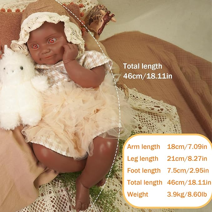 Reborn Baby Dolls Silicone Full Body 18.1in Weighted Real Life Open-Eyes Girl Dolls Lifelike Newborn Baby Soft Body Flexible Limbs Not Vinyl