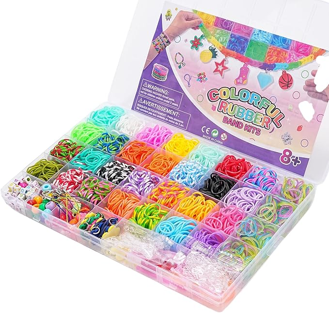 DDCOWP 2500+ Rubber Band Bracelet Kit, Loom Bracelet Making Set for Kids, Refill Loom Set, Friendship Bracelet Creativity Birthday Kit