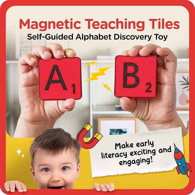 Learn Your Alphabet! Self-Correcting Magnetic Alphabets, Uppercase Letters – Help Kids Learn The Basics and More – Educational Toy Set of Magnetic Letters for Early Learning