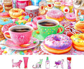 500 Pieces Puzzles for Adults Colorful Donuts Coffee Jigsaw Puzzle Letter on Back No Dust Difficult Unique Family Challenging Food Puzzles Gift Toy for Adults Seniors Perfect for Game Nights （23"x15"）