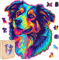 Australian Shepherd Dogs Wooden Puzzle 500 Pieces Stained Colorful Art Painting Jigsaw Puzzle for Adults, Birthday Mother's Father's Day Christmas for Family Game (14.9 * 17.1 in)