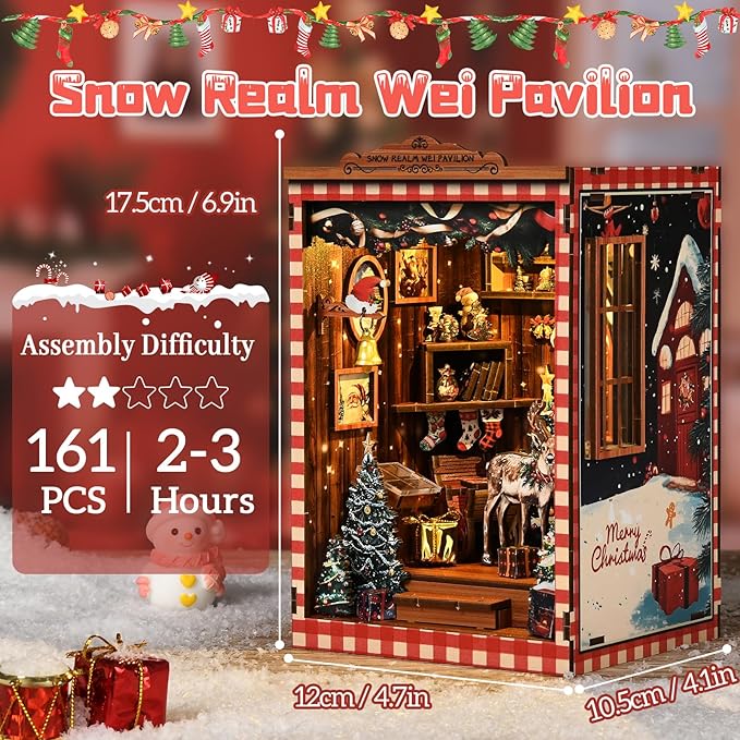 Book Nook Kit - DIY Miniature House Kit Bookshelf Decor 3D Wooden Dollhouses for Adults Teens LED Book Nook Kits for Adults Unique Birthday for Family and Friends