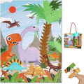 35 Piece Jumbo Dinosaur Puzzle for Kids Ages 3-6, Educational Large Floor Puzzles with Bonus Puzzle Sticker Sheets, Perfect Learning Toy Gift for Boys and Girls
