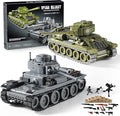 WW2 Army Tanks Toy Building Sets (1008 Pieces) Compatible with Lego, Create a Soviet T-34 & German Panzer 38(t) Tank, Great Military Model Toys Gift for Boys, Kids, and Teens Age 8+