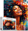 Tucocoo Afro Woman Jigsaw Puzzles for Adults 1000 Pieces, Urban Style Sweet Black Girl Abstract Art Jigsaw Puzzle Colorful DIY Puzzles for Home Decoration Gifts, Family Puzzle Perfect for Game Nights