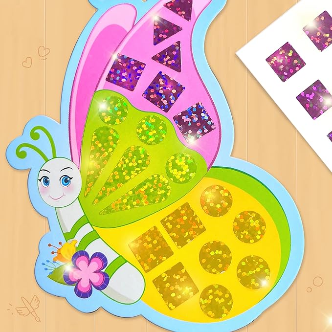 Imagimake Mirror Mosaic Butterfly & Peacock Kids Art Set | DIY Craft Kit | Foil Stickers for Kids | Mosaic Kit | Travel Toys | Birthday Gift for Girls and Boys Ages 3,4,5,6,7,8