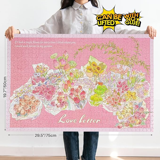 MOMIBOOK 1000 Piece Puzzle for Adults Jigsaw Puzzles of All Flowers Come to You, Painting Image Difficult Challenging Hard Impossible Puzzle Unique Funny Party Valentine's Christmas Birthday Gifts