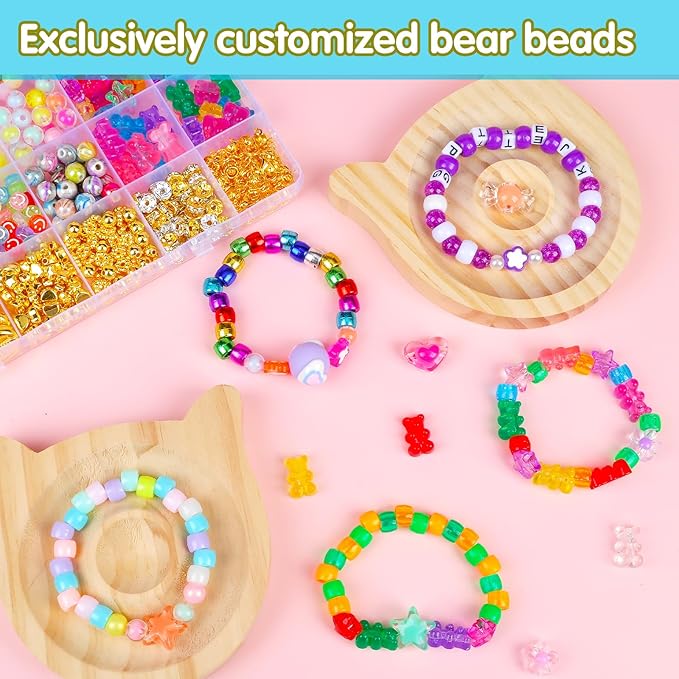 SJZWSD Friendship Bracelet Making Kit– 6 Boxes of Pony, Seed, Clay & Letter Beads, UV Glow in The Dark Beads, Tools & Charms – Jewelry Craft Kit for Kids & Adults