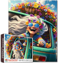 Colorful Hippie Van Road Trip Jigsaw Puzzle for Adults Students 1000 Pieces Fun Floral Retro Style Puzzle for Stress Relief 20×27 Inches Bright Vintage Camper Puzzles for Home Decor Unique Gift Idea