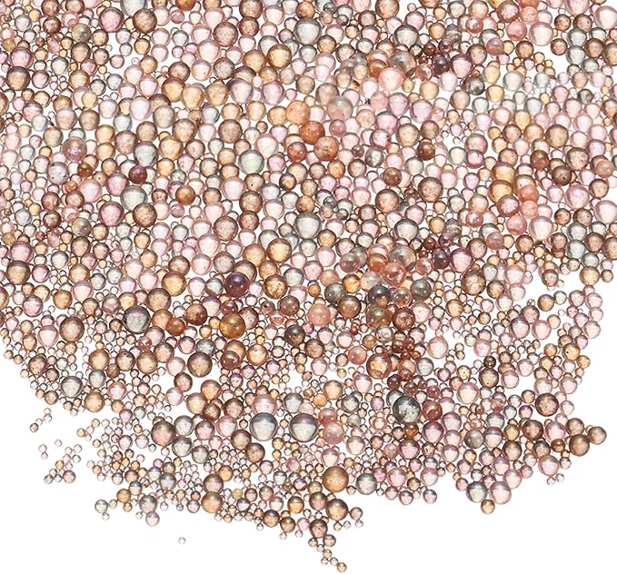 Iridescent Glass Tiny Bubble Beads, 0.4-3mm 10g No Hole Micro Mini Round Brown Water Droplets Beads - Applications: for Resin Filler, Nail Art, Dollhouse Bath Tub