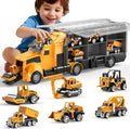 Construction Trucks Toy Set with Play Mat, Carrier Truck Play Vehicles Set for 3 4 5 6 Years Old Boys Kids, Die-Cast Car Toy for Toddlers 3-4 Years, Birthday Gifts Toys for 3-9 Year Old Boys