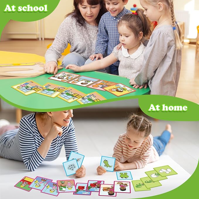 Sequencing Cards,Sequence Board Game for Kids,Speech Therapy Materials Toys for Autism,Story Storytelling,Social Skills,Sentence Building,Preschool Learning Activities,Classroom & Homeschool