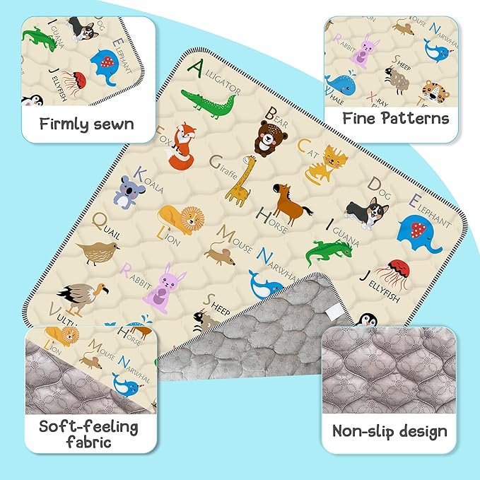 Baby Play Mat，Thick Soft 50" X 50" Playpen mat, Non-Slip and Machine Washable Baby Play Mats for Floor，Crawling Mat for Babies, Toddlers & Infants to Play and Learn (Beige Animal, 50" X 50")