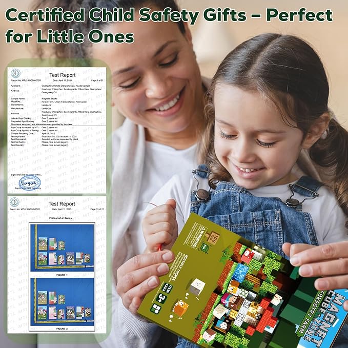 Magnetic Blocks 100 Pieces for Kids Magnetic Tiles, 3D Sensory Construction Building Toys for Toddlers, Farm Animal Magnet Cubes Tree Forest Stacking Toys Games for Ages 3-12
