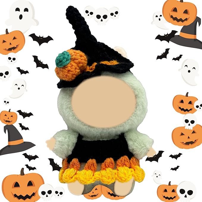Halloween Clothes for 17cm Doll Outfits, Hat Dress Set for 17cm Dolls, Stylish Adorable Halloween Clothes Accessories (No Doll)