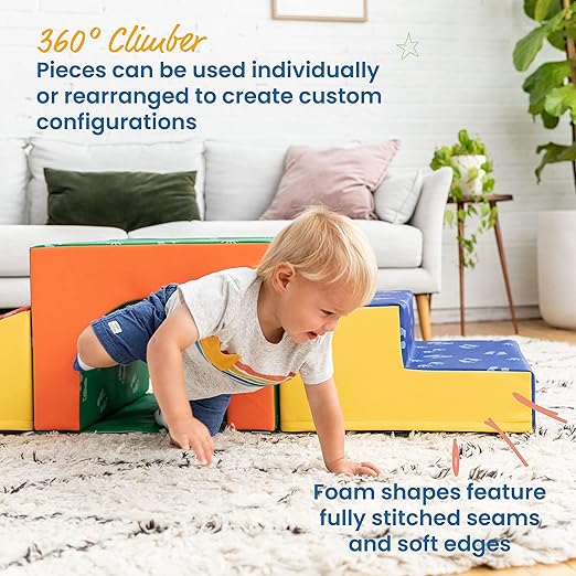 ECR4Kids SoftZone Lincoln Tunnel Climber, Toddler Playset, Assorted