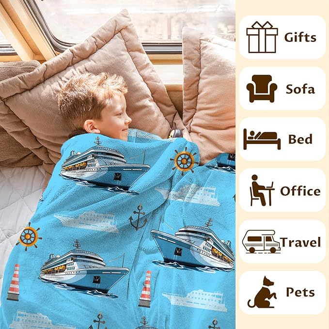 Blanket for Kids Adults Boys Ship Throw Blankets, 30x40 Inches Comfy Ship Cute Decor Throw for Sofa Chair Couch Bed