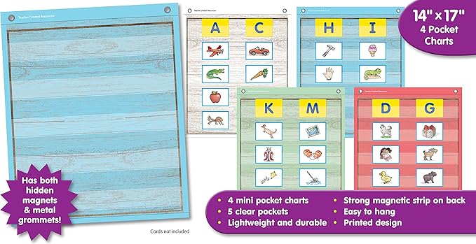 Teacher Created Resources Painted Wood Magnetic Mini Pocket Charts (14" x 17")