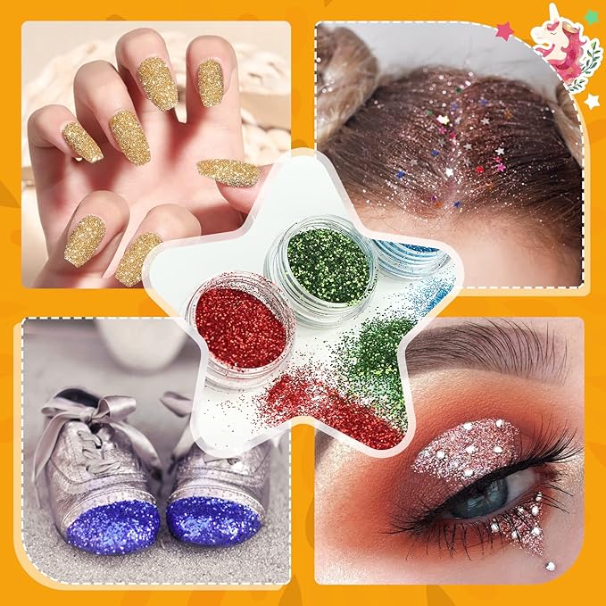 Glitter Tattoo Kit, Bledras 30 Colors Temporary Tattoo Set for Girls, 147 Stencils, 4 Brushes, 2 Glue, Glitter Tattoos for Kids or Adults, for Girls Boys, Carnival Birthday Festival Party