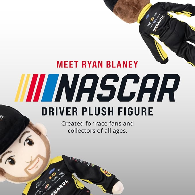 Playtime by Eimmie NASCAR-Themed Soft Baby Doll, 14-Inch Plush Racing Rag Doll for Kids, Team Penske Ryan Blaney (Menards) Motorsports Plush Figure, Fabric Stuffed Toy for All Ages