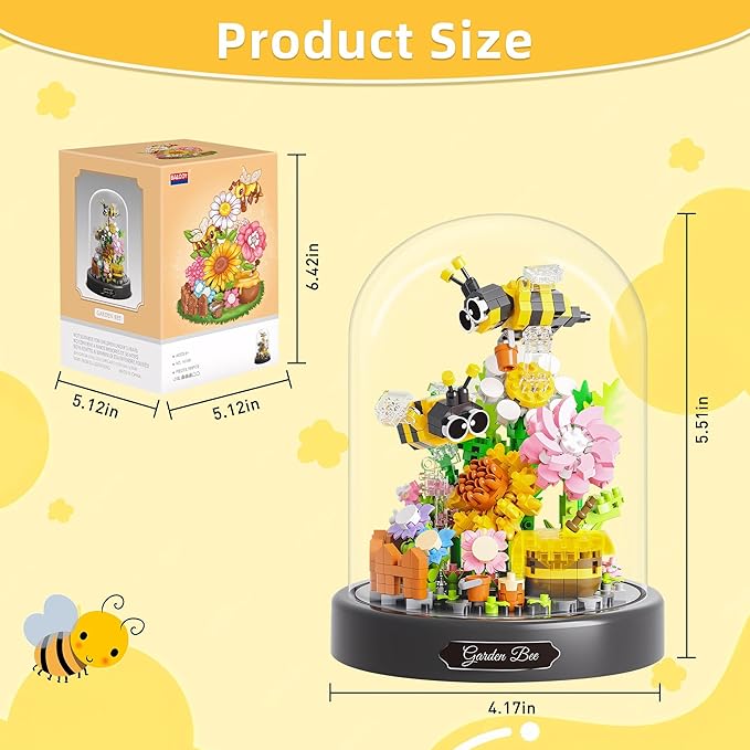 588 PCS Micro Brick Flower Bee Building Sets, Mini Blocks Animals Botanical Collection Blocks Model for Adult Toys, Home Decor and Office Art Creative Gift, for Teens Ages 6+ Kids