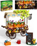 Flower Cart Building Set with LED Strips, Car Shop with Flower Bonsai and Plants Building Kits, Flower Tools and Signs Home Desk Decor Ideas Gifts for Kids 6+