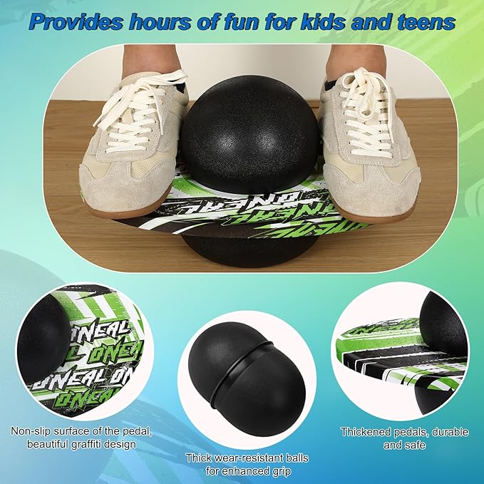 Junkin 2 Pcs Pogo Ball Trick Board Toy Balance Board Pogo Balance Bounce Ball with Pump and Strong Grip Deck for Fun Challenge Fidget Indoor,Outdoor Toys