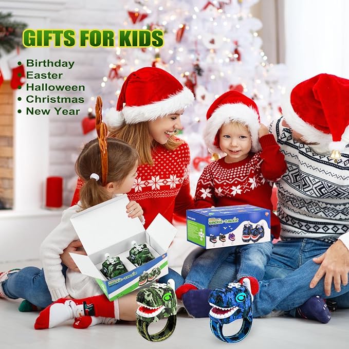 Dinosaur Walkie Talkies for Kids 2 Way Radios Toys for Boys Girls Ages 3-12 Long Range, 3 Channels Outdoor Adventure, Camping, Hiking Gifts Birthday Gifts Christmas Stocking Stuffers