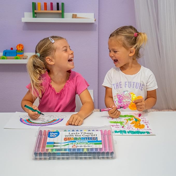 The Pencil Grip Magic Tri Stix, Non-Toxic and Washable Markers For Kids, 36 Assorted Stix Markers, TPG-399