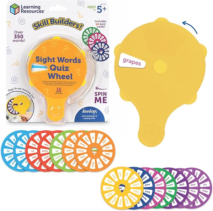 Learning Resources Skill Builders! Sight Words Quiz Wheel, Reading Games, Sight Words Flash Cards Kindergarten, Learning Activities, Ages 5+, 16 Pieces