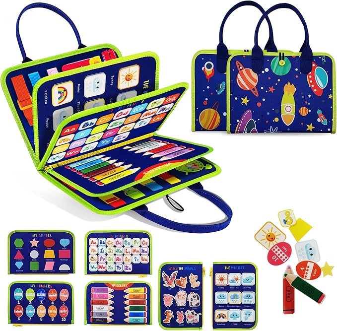 TenFans Busy Board - Montessori Toys for 3 4 5 Years Old - Sensory Toys for Autism - Toddler Toys Gift for Boys & Girls Learning Fine Motor Skills