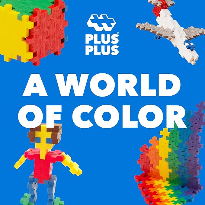 Plus Plus 500 Piece Super Tube, Interlocking Building Block 3D Puzzle Kit, Kids Stem Connecting Toys - Basic Color Mix