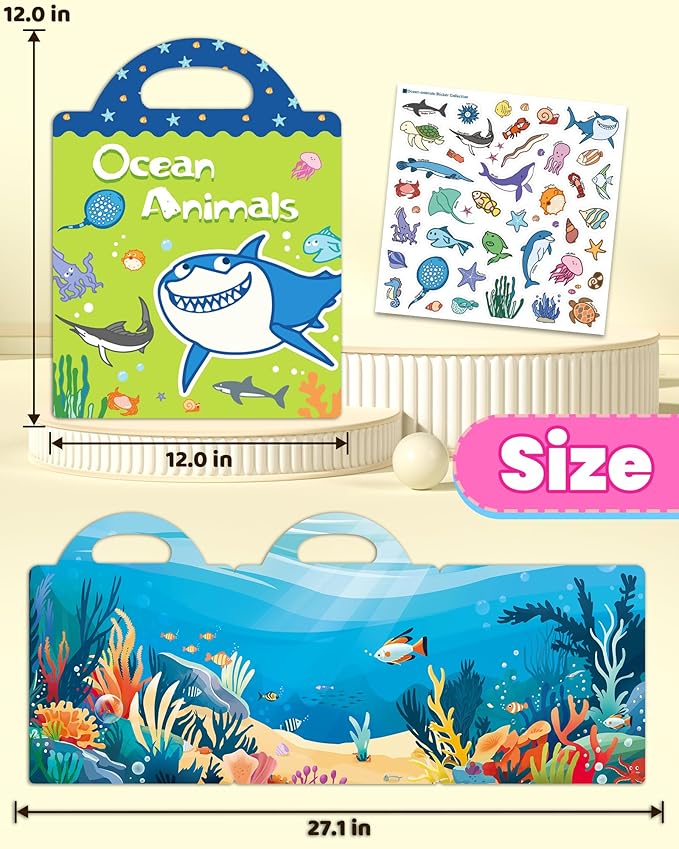 Reusable Sticker Book for Toddlers 2-4 Years, Stickers for Kids, Toddler Craft Activities, Toddler Travel Toys Ages 2+ Boy Girl Birthday Gifts