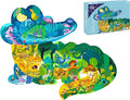 PINU Jigsaw Puzzles for Kids Ages 3-5, 6-8, 8-10, Children Colorful Fun Animal Shaped Puzzle Learning Educational Toys Gifts Games for Boys and Girls (Crocodile-154 PCS)