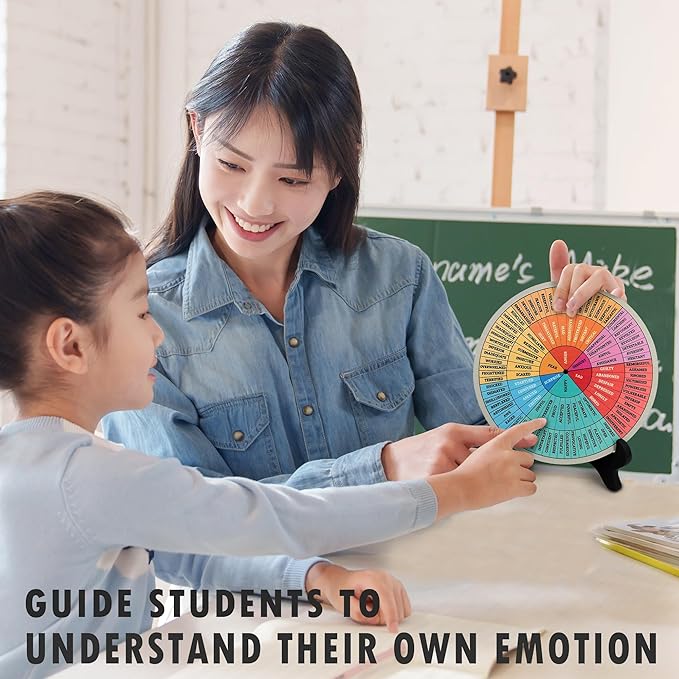 Emotion Wheel, Double-Sided Feelings Wheel with Stand, Counseling Office Must Have, Feelings Wheel Suitable for Therapy Office Decor School Counseling Office Must Have (ML, 1)