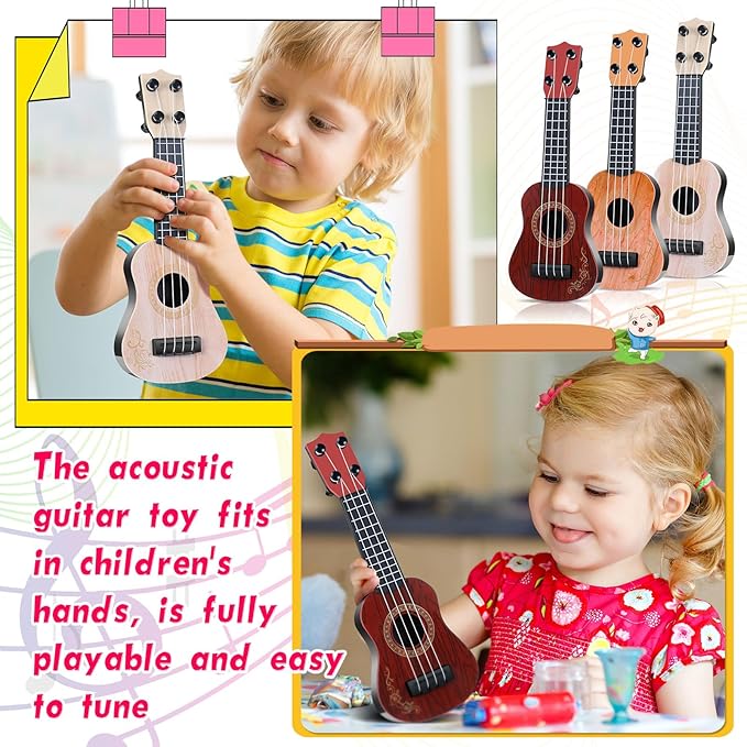 Lenwen 24 Pcs Kids Ukulele Guitar 10 Inch Kids Toy Ukulele 4 Strings Mini Guitar Children Musical Instruments Educational Learning Toy for Toddler Beginner Preschoolers Education