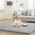 Baby Play Mat for Floor Tummy Time Mat Nursery Rug Muscle Mat Area Rug Playroom Rug Tatami Mat 79"x138" Memory Foam 1.3" Thick Crawling Mat for Babies,Toddlers, Infants, Kids(Light Gray)