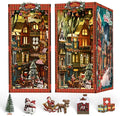 DIY Miniature House Kit, Mini House Building Kit, DIY Book Nook Kit, Tiny Model House for Adults to Build, Beginner 3D Wooden Book Nook, for Family Friends (Christmas Corner)