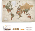 Canvas World Map with Cork Pin Board - English Lettering - Decorative Wall Decoration for All Rooms - Canvas Pictures with World Map Motif (150x100 cm, Pattern 2)