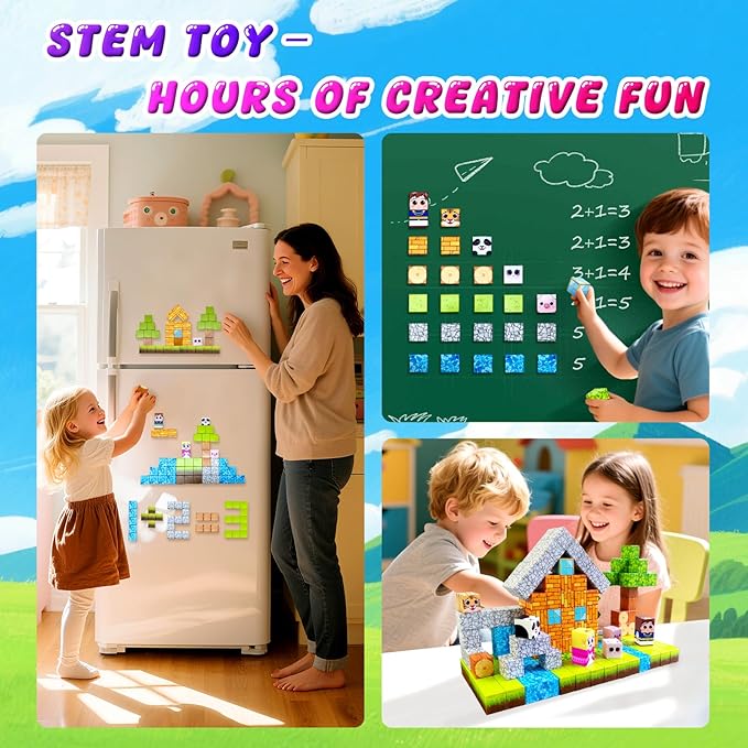100PCS Magnetic Building Blocks for Kids: 1" Magnetic Cubes, Magnet Building Blocks for Kids Ages 8-12, Pixy Blocks STEM Toys for Boys & Girls,Christmas Birthday Gifts for Toddler Ages 3+